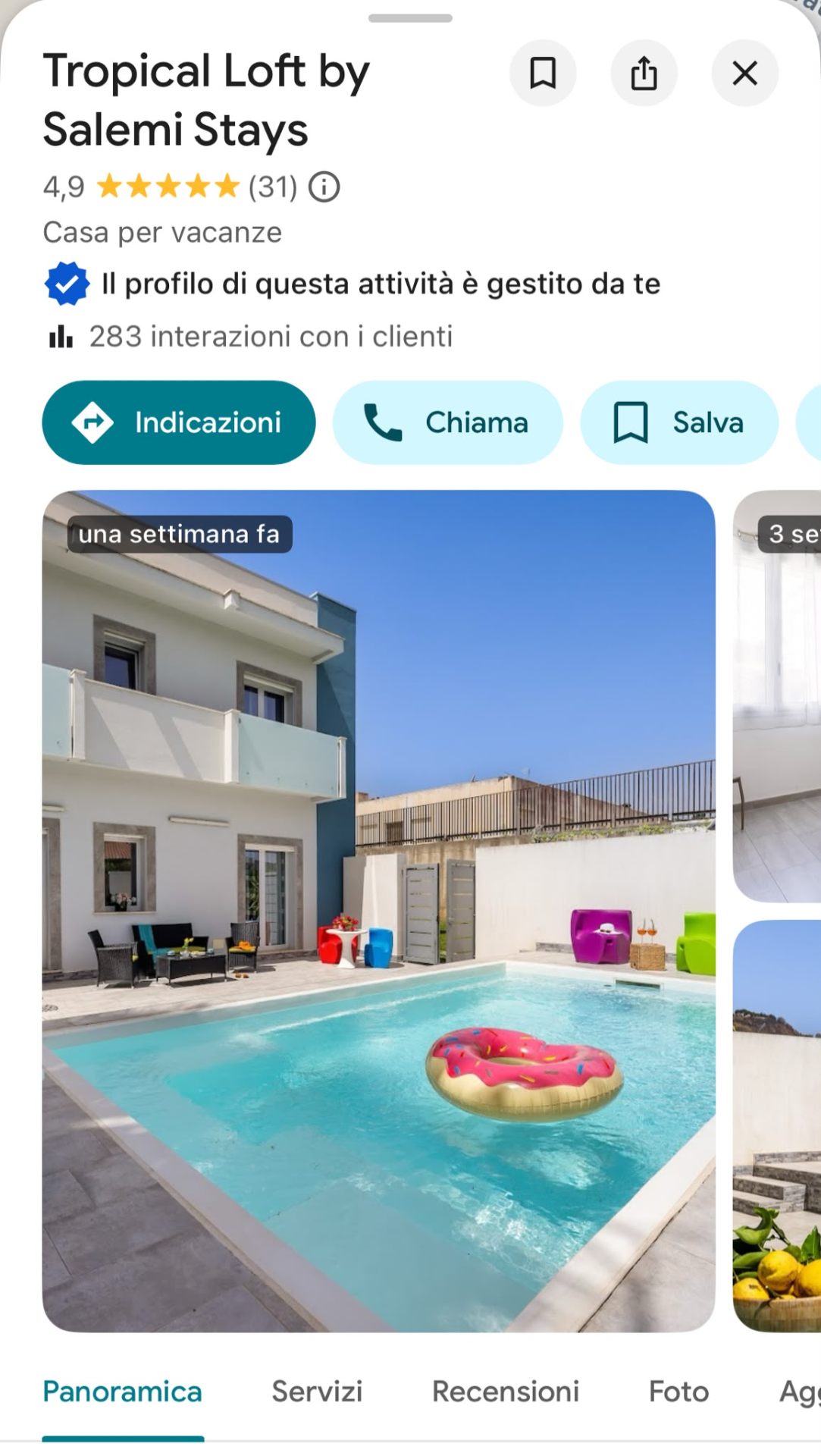 Scheda Google di Tropical Loft by Salemi Stays, 4,9★ su 31 recensioni
