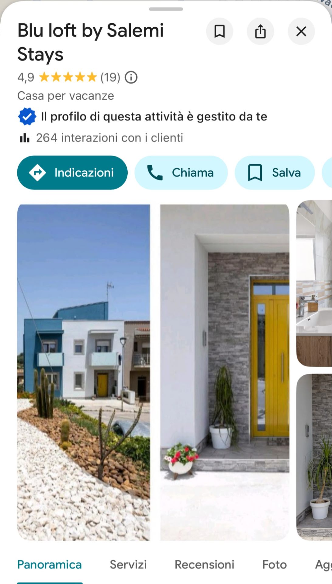 Scheda Google di Blu Loft by Salemi Stays, 4,9★ su 19 recensioni
